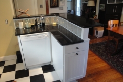 Black and white tile in kitchen